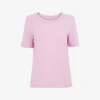 Whistles Rosa Double-trim Cotton-jersey T-shirt -VogueVibe Store R03933338 LILAC M