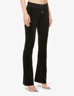 Juicy Couture Brand-embroidered Low-rise Velour Jogging Bottoms -VogueVibe Store R03936083 BLACK101 ALT02