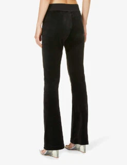 Juicy Couture Brand-embroidered Low-rise Velour Jogging Bottoms -VogueVibe Store R03936083 BLACK101 ALT03