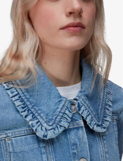 Whistles Frill-collar Denim Jacket -VogueVibe Store R03937987 BLUE ALT04