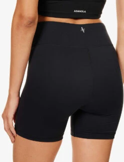 Center Stage Fitted High-rise Stretch-woven Shorts -VogueVibe Store R03938560 BLACK ALT04