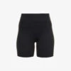 Center Stage Fitted High-rise Stretch-woven Shorts -VogueVibe Store R03938560 BLACK M