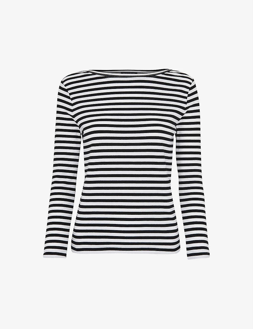 Whistles Striped Boat-neck Stretch-cotton Top 3 Whistles Striped Boat-neck Stretch-cotton Top
