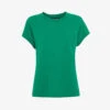 Whistles Ember Round-neck Cotton And Linen-blend T-shirt 2 Whistles Ember Round-neck Cotton And Linen-blend T-shirt -VogueVibe Store R03945997 GREEN M
