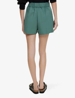Maje Ivillette High-rise Tailored Stretch-woven Shorts -VogueVibe Store R03947587 VERTS ALT03
