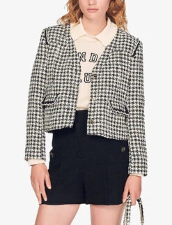 Sandro Cadaques High-rise Tweed Shorts 9 Sandro Cadaques High-rise Tweed Shorts -VogueVibe Store R03947973 NOIRGRIS ALT02