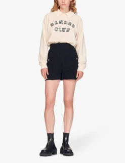 Sandro Cadaques High-rise Tweed Shorts 10 Sandro Cadaques High-rise Tweed Shorts -VogueVibe Store R03947973 NOIRGRIS ALT03