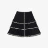 Sandro Camia Ruffled-hem Stretch-knit Mini Skirt -VogueVibe Store R03947988 NOIRGRIS M