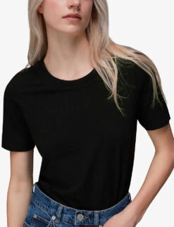 Whistles Rosa Double-trim Cotton T-shirt 12 Whistles Rosa Double-trim Cotton T-shirt -VogueVibe Store R03948409 BLACK ALT04