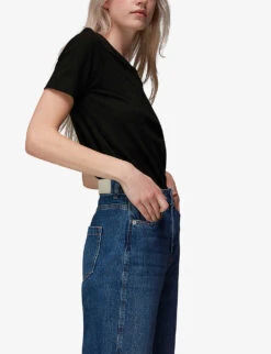 Whistles Rosa Double-trim Cotton T-shirt 13 Whistles Rosa Double-trim Cotton T-shirt -VogueVibe Store R03948409 BLACK ALT05