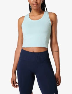 Sweaty Betty Athlete Sleeveless Stretch-woven Top -VogueVibe Store R03949020 TIDEBLUE ALT02