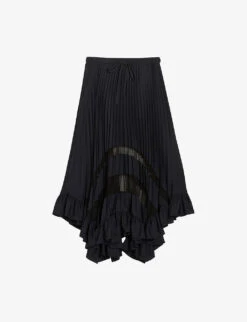 CLAUDIE PIERLOT Selode Sheer-panel Pleated Crepe Midi Skirt