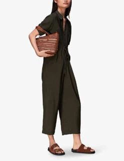 Whistles Jenny Relaxed Woven Jumpsuit -VogueVibe Store R03949765 KHAKIOLIVE ALT02