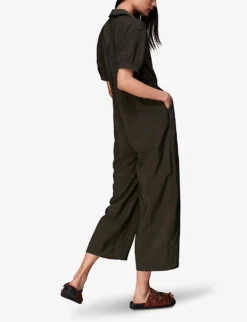 Whistles Jenny Relaxed Woven Jumpsuit -VogueVibe Store R03949765 KHAKIOLIVE ALT03