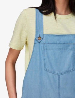 Whistles Rita Sleeveless Relaxed-fit Wide-leg Cotton-blend Dungarees -VogueVibe Store R03952633 ALT04
