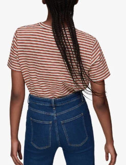 Whistles Emily Ultimate Striped Cotton T-shirt -VogueVibe Store R03953242 MULTICOLOURED ALT03