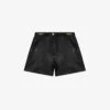 Maje Imori Mid-rise Leather Shorts -VogueVibe Store R03958327 NOIRGRIS M