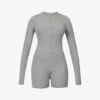 Soft Lounge Ribbed Stretch-jersey Playsuit -VogueVibe Store R03958695 HEATHERGREY M
