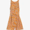Ted Baker Eiverly Floral-print Tied-waist Woven Playsuit -VogueVibe Store R03971473 ORANGE M