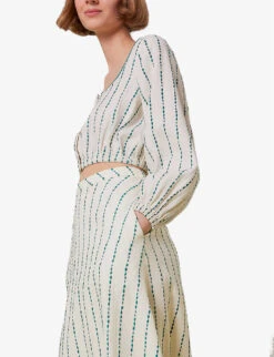 Whistles Mari Embroidered Cotton Circle Maxi Skirt -VogueVibe Store R03975834 MULTICOLOURED ALT02