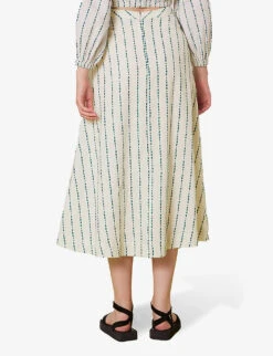 Whistles Mari Embroidered Cotton Circle Maxi Skirt -VogueVibe Store R03975834 MULTICOLOURED ALT03