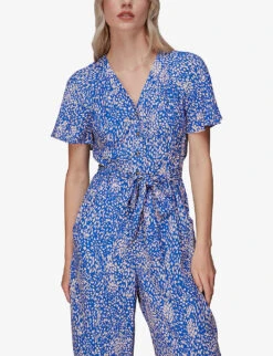 Whistles Jemma Animal-print Woven Jumpsuit -VogueVibe Store R03975835 MULTICOLOURED ALT04