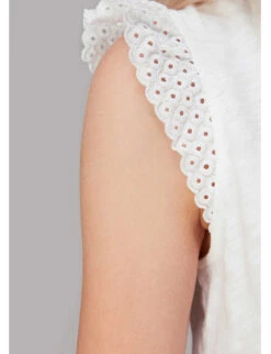 Whistles Broderie Frill-sleeve Cotton Top -VogueVibe Store R03975836 WHITE ALT05