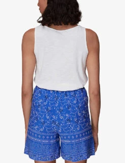 Whistles Bandana Floral-print High-rise Organic Cotton Shorts -VogueVibe Store R03981354 MULTICOLOURED ALT03