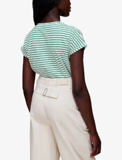 Whistles Willa Striped Cotton T-shirt -VogueVibe Store R03991101 MULTICOLOURED ALT03
