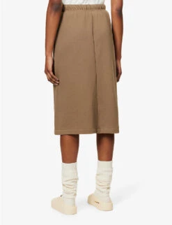 ESSENTIALS Logo-patch Cotton-jersey Skirt -VogueVibe Store R03991658 WOOD ALT03