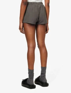 ESSENTIALS Brand-patch Cotton-blend Shorts -VogueVibe Store R03991677 OFFBLACK ALT03