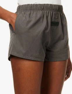 ESSENTIALS Brand-patch Cotton-blend Shorts -VogueVibe Store R03991677 OFFBLACK ALT04