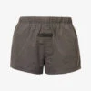 ESSENTIALS Brand-patch Cotton-blend Shorts -VogueVibe Store R03991677 OFFBLACK M
