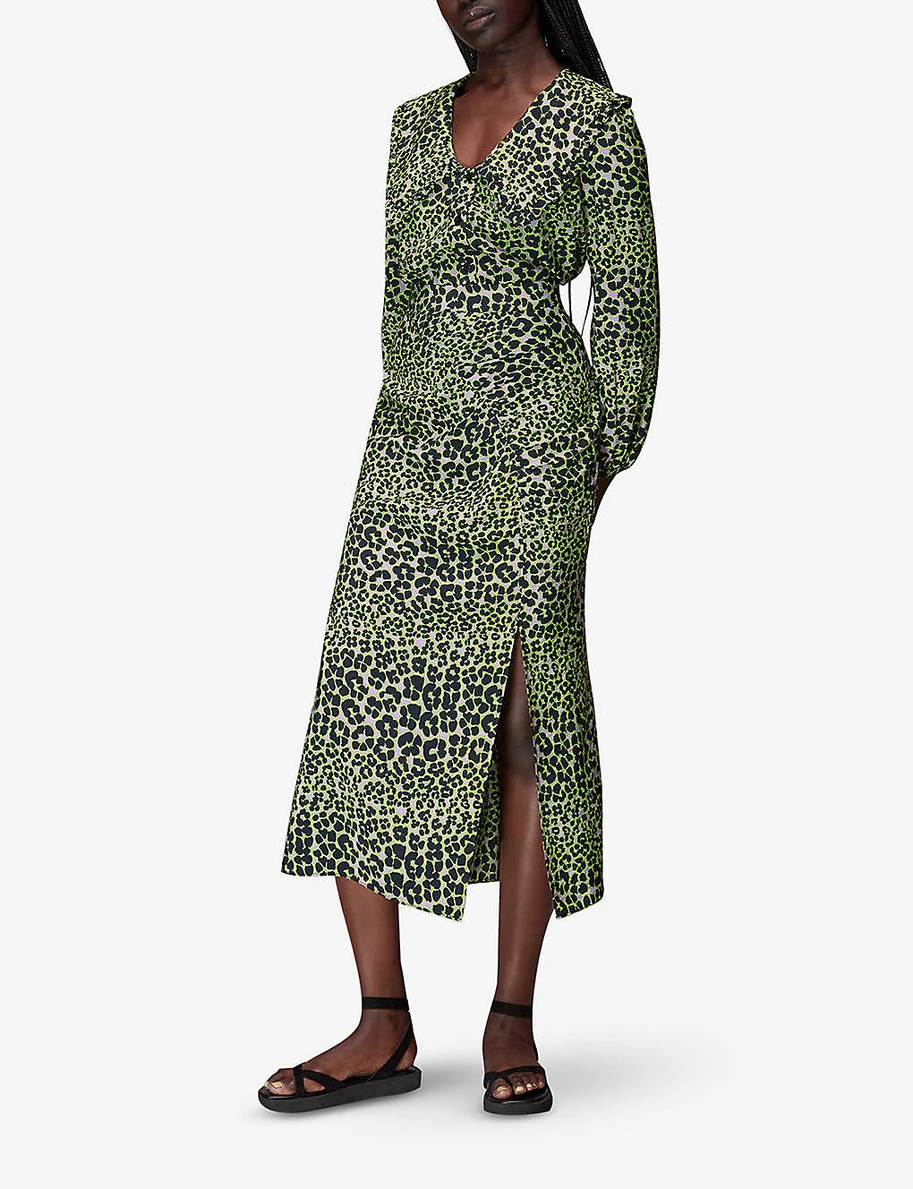 Whistles Fluro Animal Ruched Midi Skirt 4 Whistles Fluro Animal Ruched Midi Skirt - Image 2