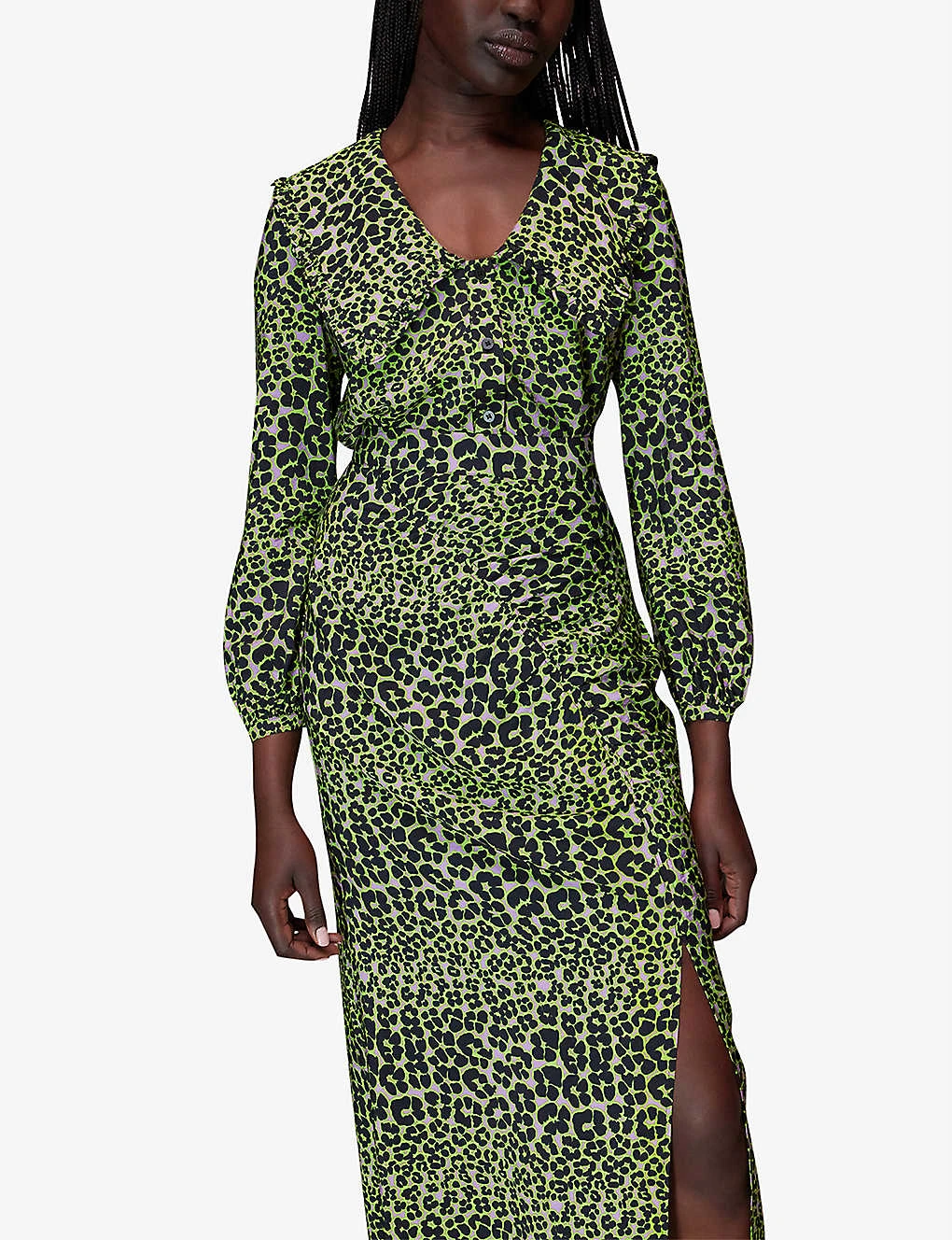 Whistles Fluro Animal Ruched Midi Skirt 5 Whistles Fluro Animal Ruched Midi Skirt - Image 3