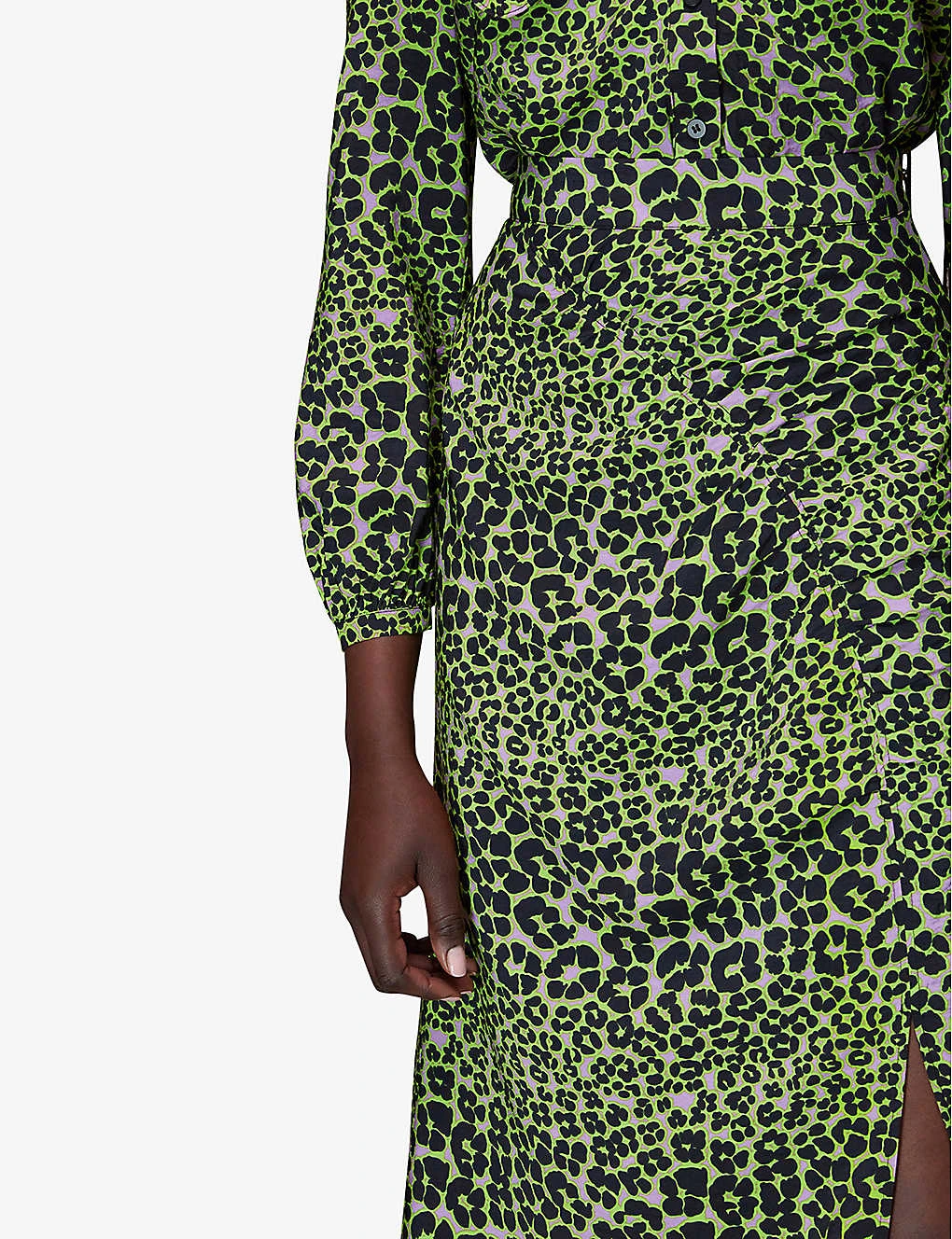 Whistles Fluro Animal Ruched Midi Skirt 7 Whistles Fluro Animal Ruched Midi Skirt - Image 5