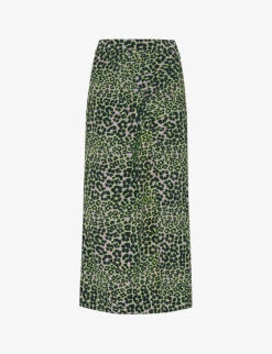 Whistles Fluro Animal Ruched Midi Skirt