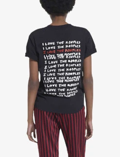 THE KOOPLES Slogan-print Cotton-jersey T-shirt -VogueVibe Store R03993478 BLA01 ALT03