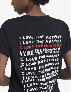 THE KOOPLES Slogan-print Cotton-jersey T-shirt -VogueVibe Store R03993478 BLA01 ALT04
