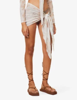 Asymmetric Abstract-print Woven Mini Skirt 9 Asymmetric Abstract-print Woven Mini Skirt -VogueVibe Store R03994084 MARBLESAND ALT02