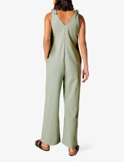 Sweaty Betty Harlow Wide-leg Cotton-blend Jumpsuit 7 Sweaty Betty Harlow Wide-leg Cotton-blend Jumpsuit -VogueVibe Store R03995069 EAUDENILGREEN ALT02