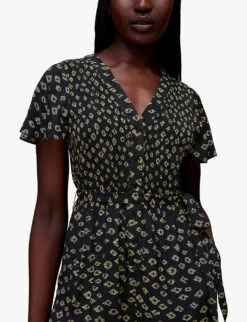 Whistles Graphic-print Woven Jumpsuit 9 Whistles Graphic-print Woven Jumpsuit -VogueVibe Store R03995740 BLACK ALT02