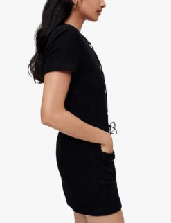 Maje Izola Buttoned Drawstring-waist Tweed Playsuit 9 Maje Izola Buttoned Drawstring-waist Tweed Playsuit -VogueVibe Store R03996745 NOIRGRIS ALT02