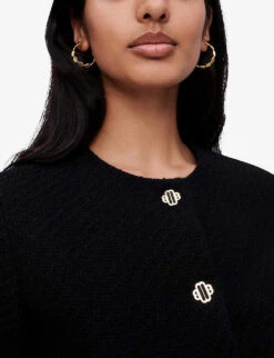 Maje Izola Buttoned Drawstring-waist Tweed Playsuit 11 Maje Izola Buttoned Drawstring-waist Tweed Playsuit -VogueVibe Store R03996745 NOIRGRIS ALT04