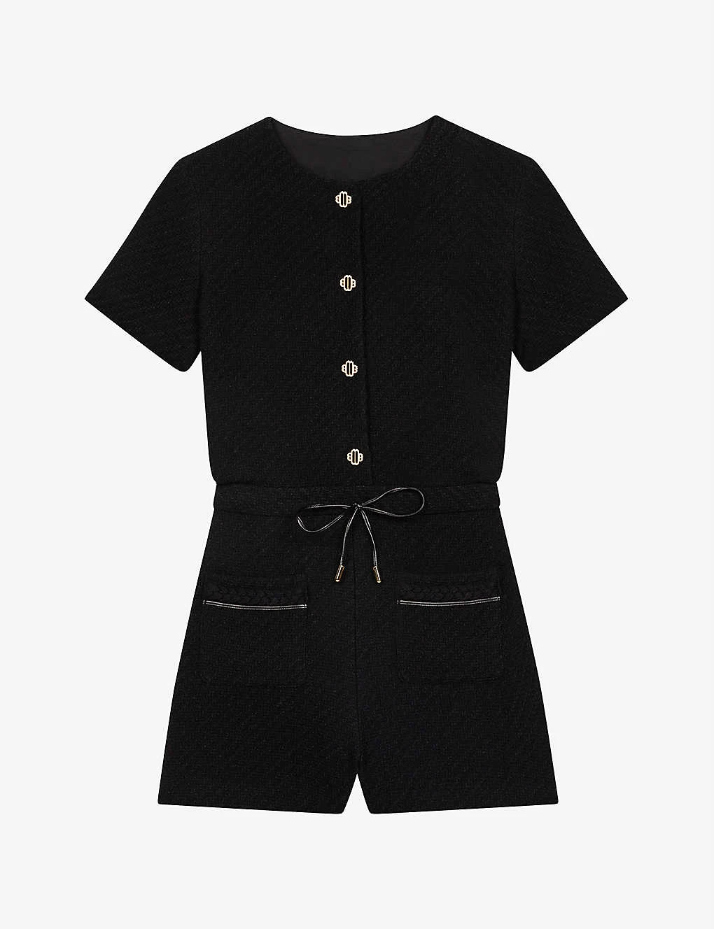 Maje Izola Buttoned Drawstring-waist Tweed Playsuit 3 Maje Izola Buttoned Drawstring-waist Tweed Playsuit
