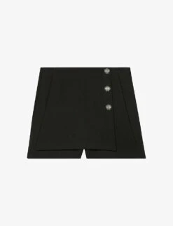 Maje Imaboo High-rise Logo-buttons Stretch-woven Skort