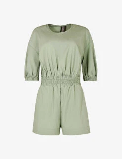 Sweaty Betty Loren Gathered-detail Lyocell And Cotton-blend Playsuit