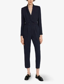 CLAUDIE PIERLOT Tailored Woven Jumpsuit 10 CLAUDIE PIERLOT Tailored Woven Jumpsuit -VogueVibe Store R04000814 BLEUS ALT02