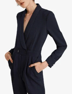 CLAUDIE PIERLOT Tailored Woven Jumpsuit 12 CLAUDIE PIERLOT Tailored Woven Jumpsuit -VogueVibe Store R04000814 BLEUS ALT04