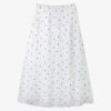Floral-print A-line Woven Midi Skirt -VogueVibe Store R04004983 OYSTER M